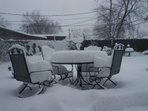 patio, snow, winter